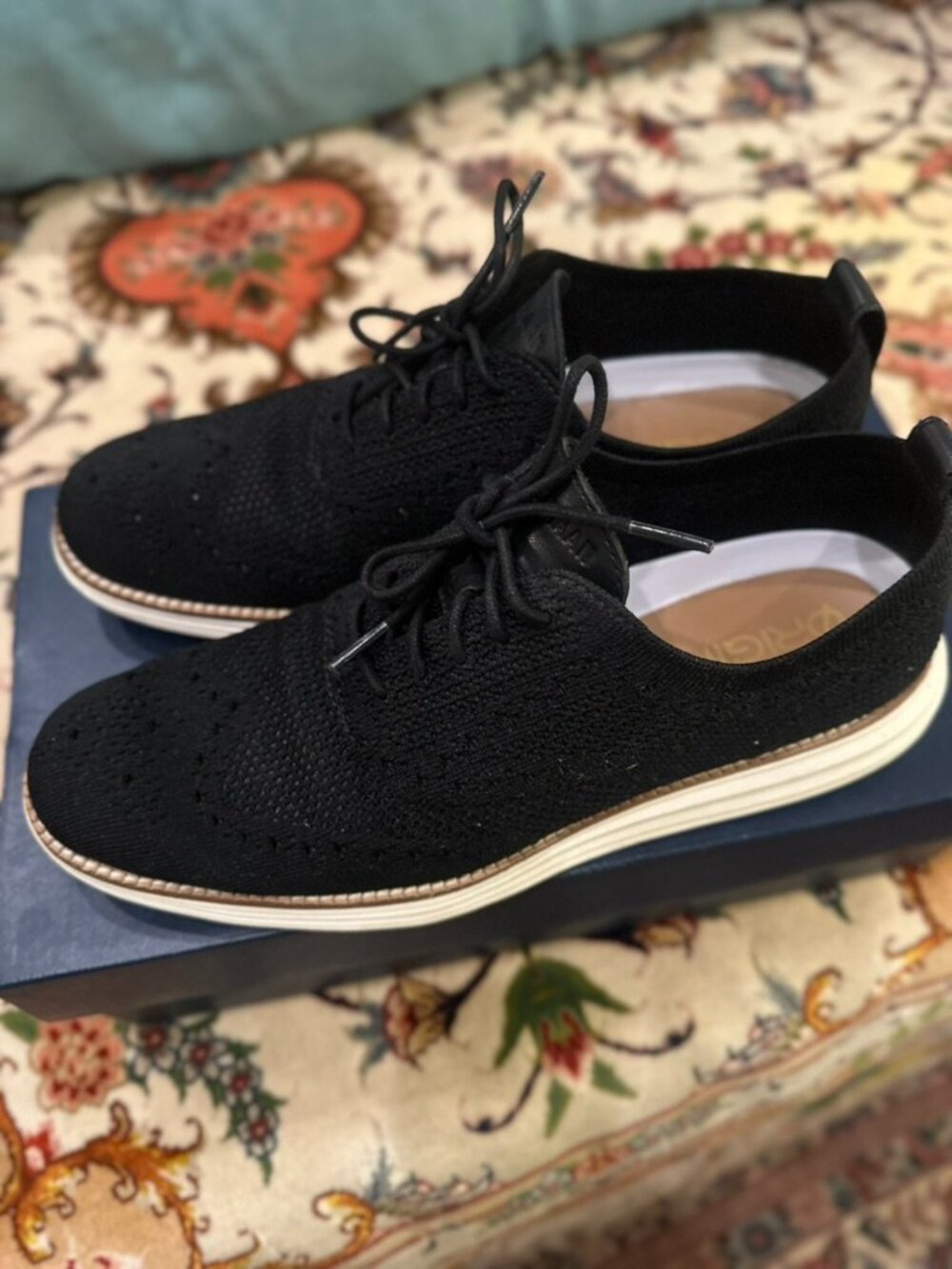 Cole Haan ØriginalGrand Stitchlite Wingtip Oxford Black Ivory Mens 9 M Worn Once
